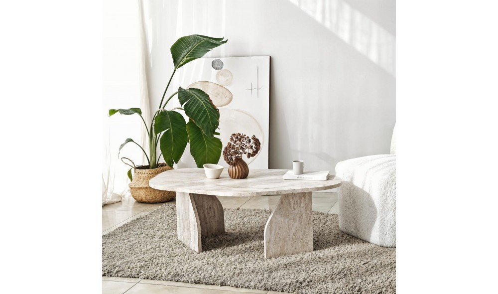 Masuta de cafea, Rock, Travertin, 105 x 35 x 65 cm