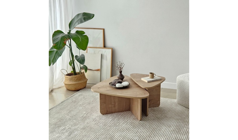 Set masuta de cafea, Ballare Set, Stejar safir, 90 x 35 x 60 cm