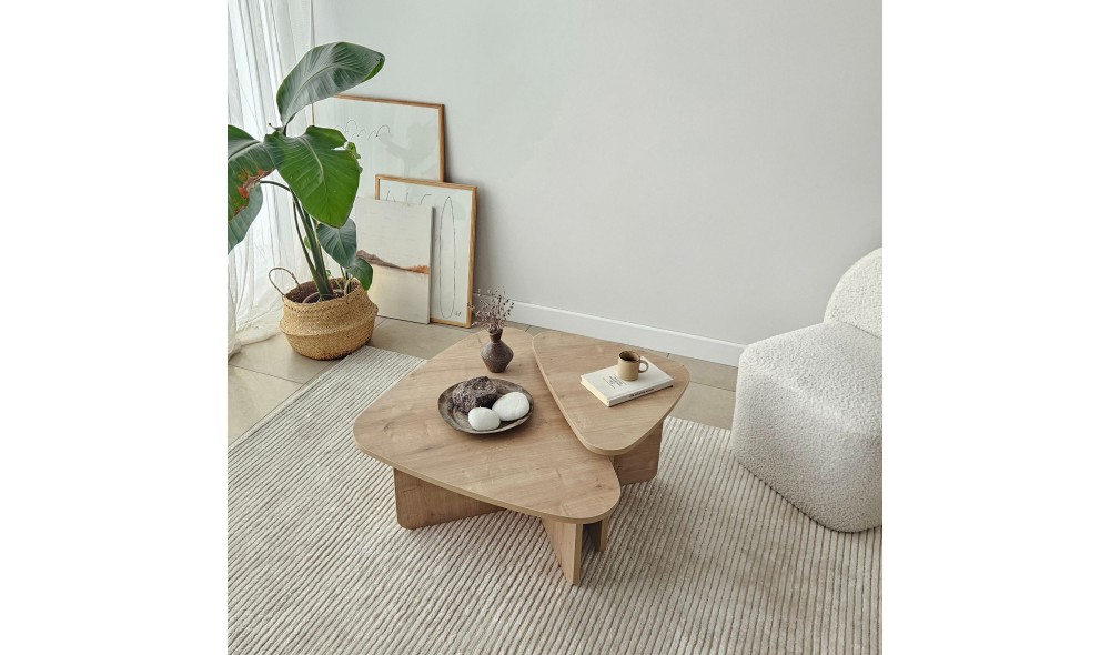 Set masuta de cafea, Ballare Set, Stejar safir, 90 x 35 x 60 cm