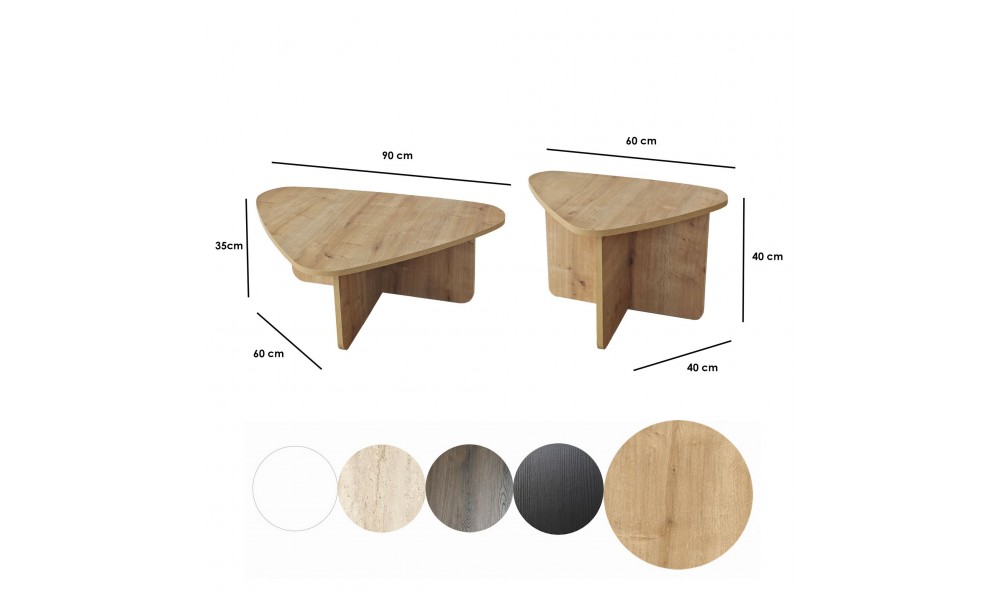 Set masuta de cafea, Ballare Set, Stejar safir, 90 x 35 x 60 cm