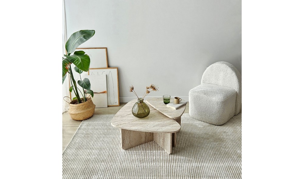 Set masuta de cafea, Ballare Set, Travertin, 90 x 35 x 60 cm