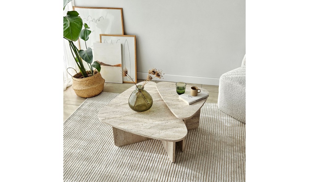 Set masuta de cafea, Ballare Set, Travertin, 90 x 35 x 60 cm