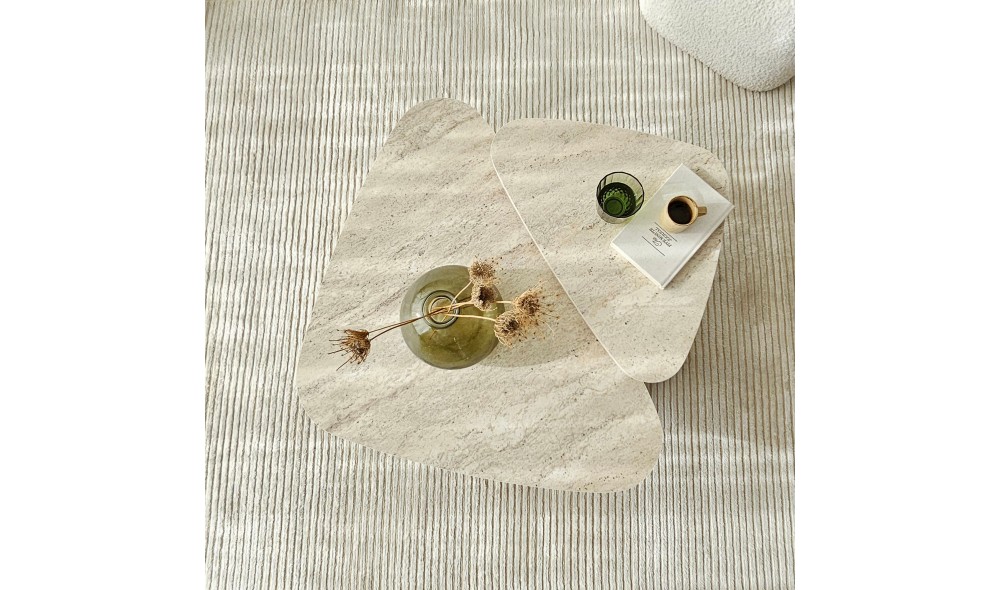 Set masuta de cafea, Ballare Set, Travertin, 90 x 35 x 60 cm