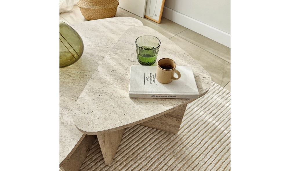Set masuta de cafea, Ballare Set, Travertin, 90 x 35 x 60 cm