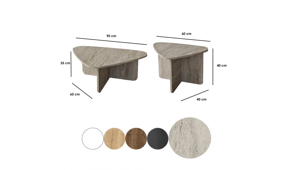 Set masuta de cafea, Ballare Set, Travertin, 90 x 35 x 60 cm