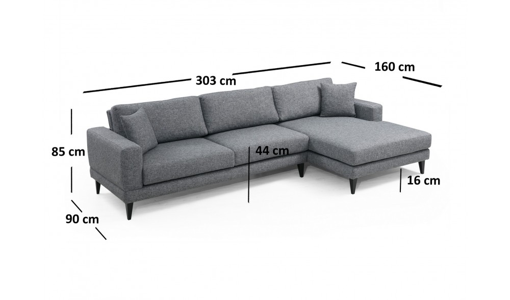 Canapea extensibila de colt Colt nordic dreapta (L3+Chl)