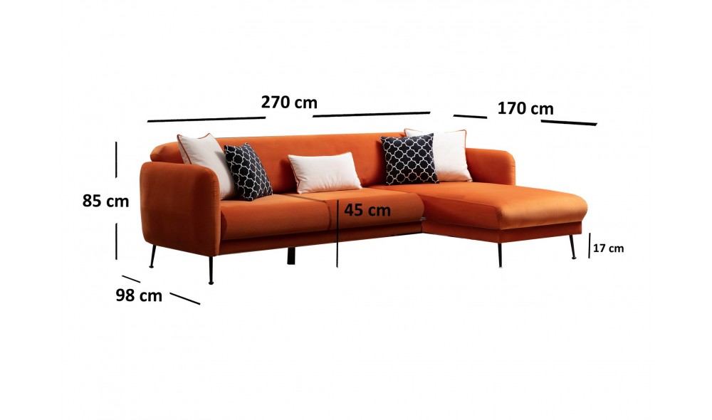 Canapea extensibila de colt Sevilla Corner dreapta (L3+Chl) 170 x 85 x 270 cm