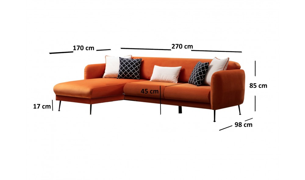 Canapea extensibila de colt Sevilla Colt stanga (Chl+3R) 170 x 95 x 270 cm