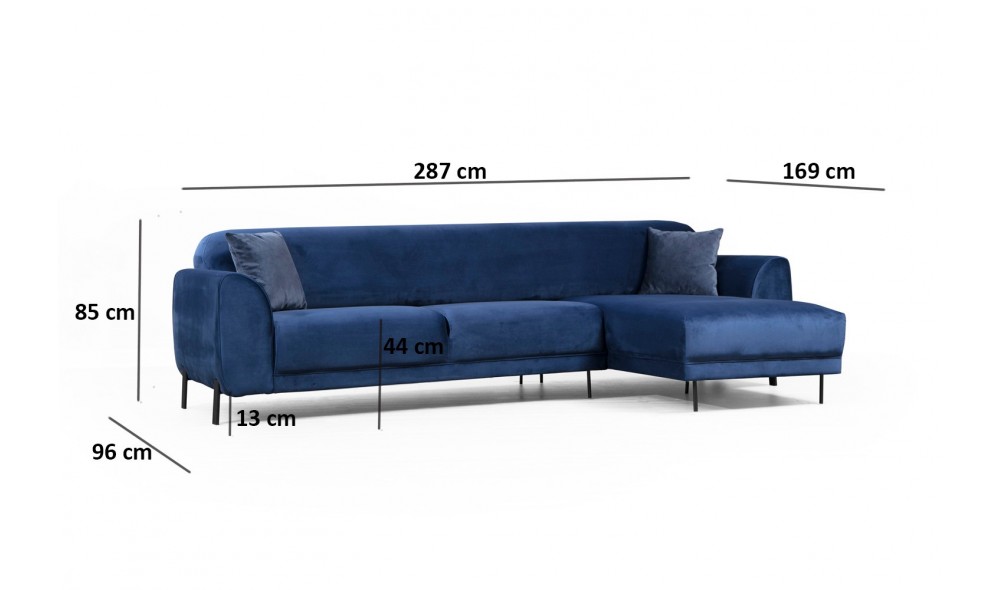 Canapea extensibila de colt Colt imagine dreapta (L3-Chl) - bleumarin 169 x 85 x 287 cm