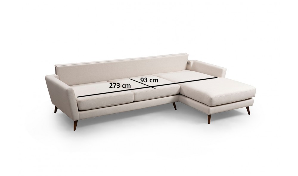 Canapea extensibila de colt Mayorka Colt Dreapta Mare ( L3 - Chl ) - Bej 168 x 85 x 303 cm