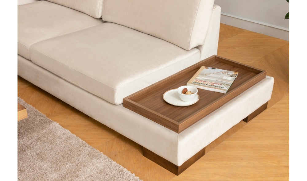 Canapea de coltar Coltar Lalea Stanga Fara Pouf - Bej 193 x 80 x 313 cm