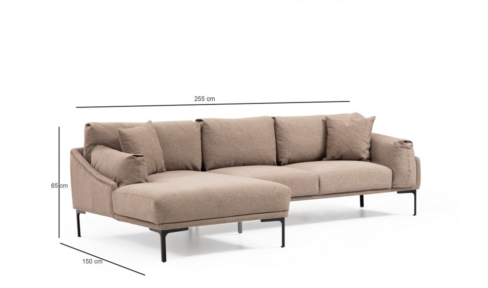 Canapea de coltar Leu Colt stanga - Mocha 150 x 65 x 255 cm