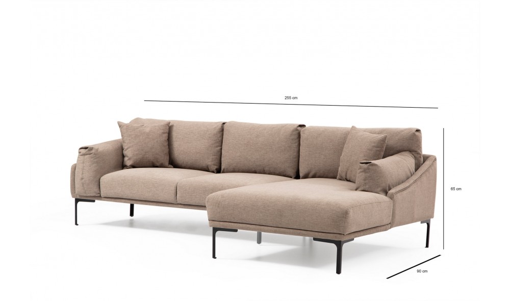 Canapea de coltar Leu Colt dreapta - Mocha 150 x 65 x 255 cm