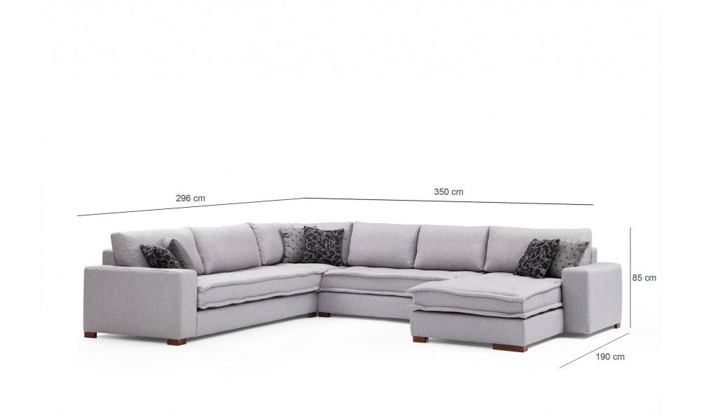 Canapea de coltar Lena Corner - Gri deschis 296 x 85 x 350 cm