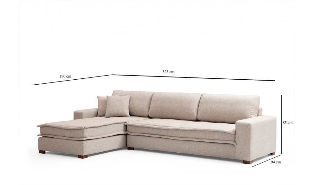 Canapea de coltar Lena Corner (CHL-3R) - Bej nisip 190 x 85 x 323 cm