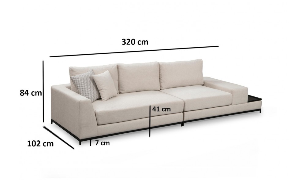 Canapea cu 4 locuri Linie Cu Masuta - Bej 102 x 84 x 320 cm