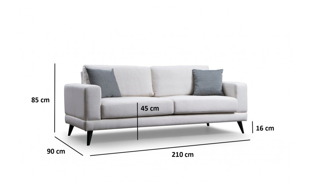 Canapea extensibila cu 3 locuri Nordic 3 locuri - Bej 90 x 85 x 210 cm