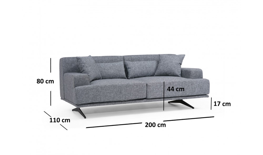 Canapea 2 locuri Bentley 2 locuri - gri 110 x 80 x 200 cm