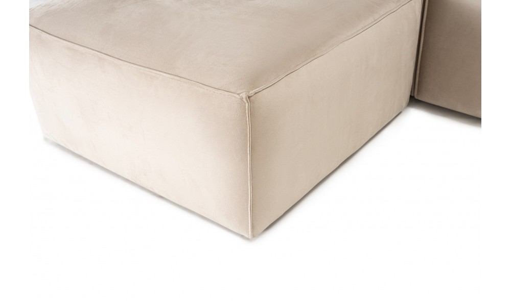 Canapea de coltar Lora (L1-O1-1R-POUFFE ) - Crema