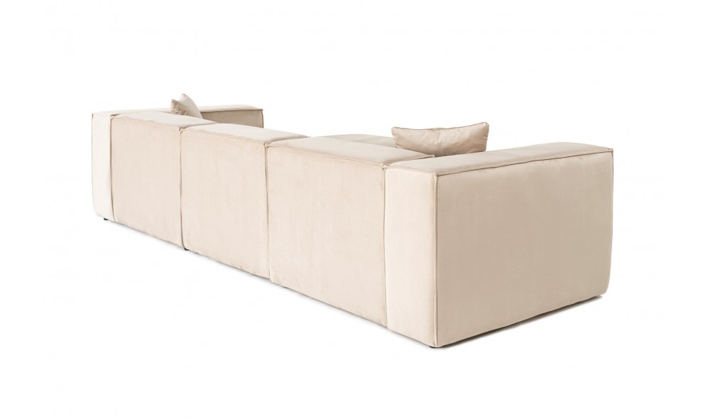 Canapea de coltar Lora (L1-O1-1R-POUFFE ) - Crema