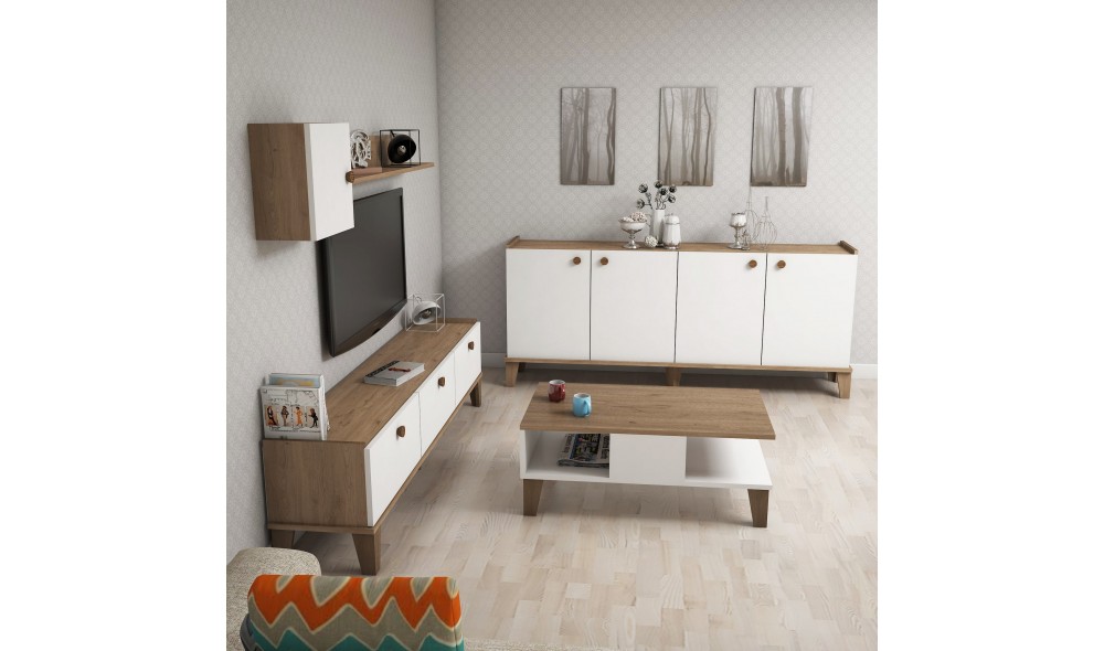 Set Mobila Sufragerie, Sumer 3, StejarAlb, 178 x 45 x 35 cm