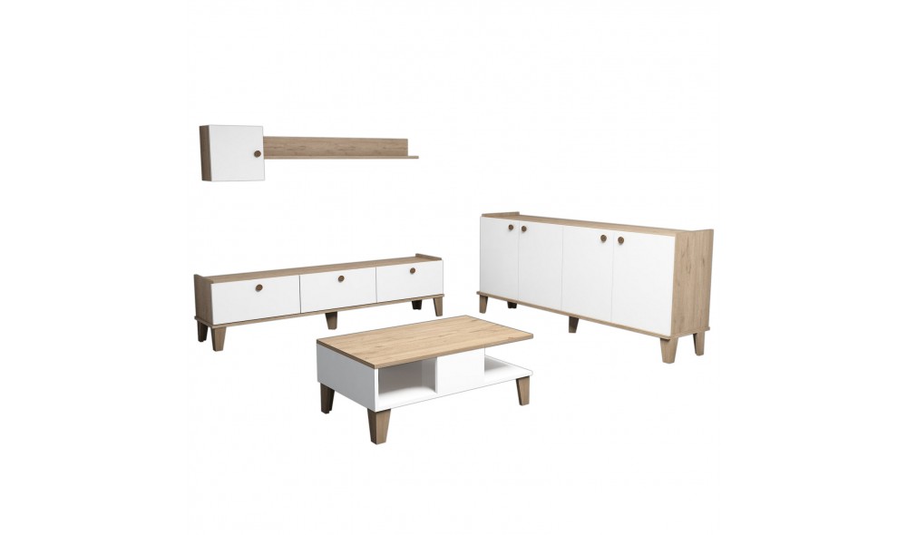 Set Mobila Sufragerie, Sumer 3, StejarAlb, 178 x 45 x 35 cm