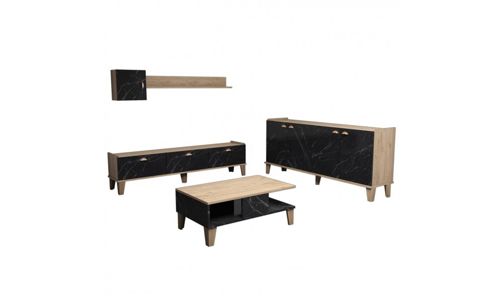 Set Mobila Sufragerie, Sumer 2, StejarMarmura, 178 x 45 x 35 cm