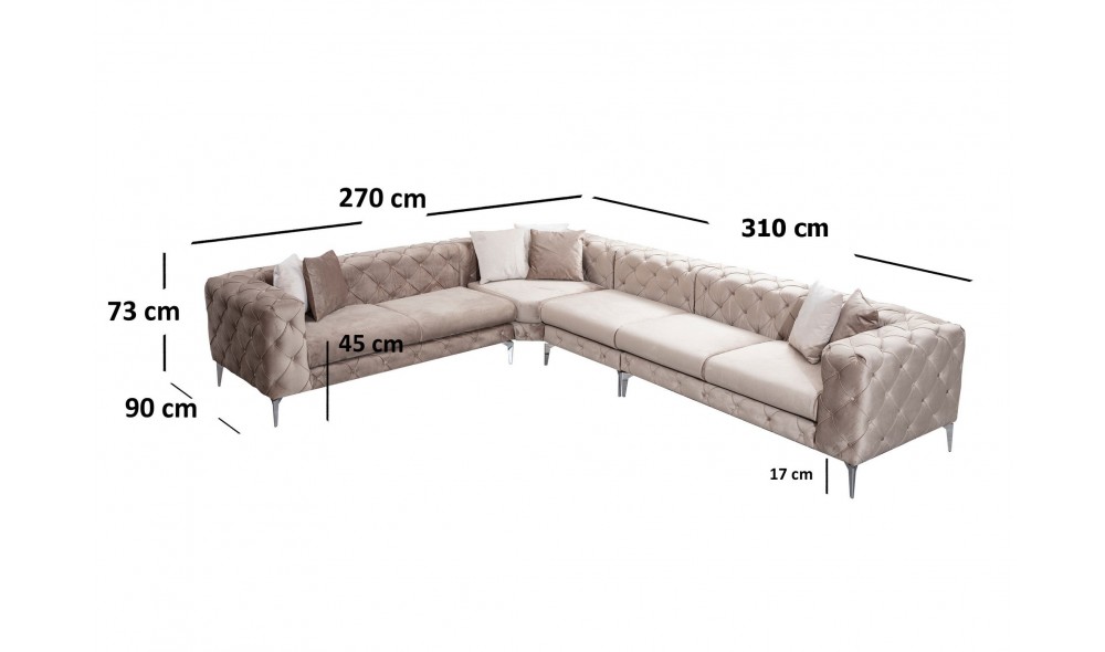 Canapea de coltar Como Colt Stanga - Bej 270 x 73 x 350 cm