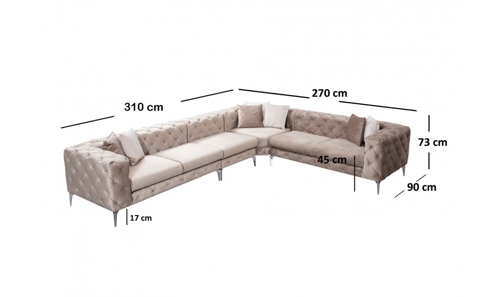 Canapea de coltar Como Colt dreapta - Bej 270 x 73 x 350 cm