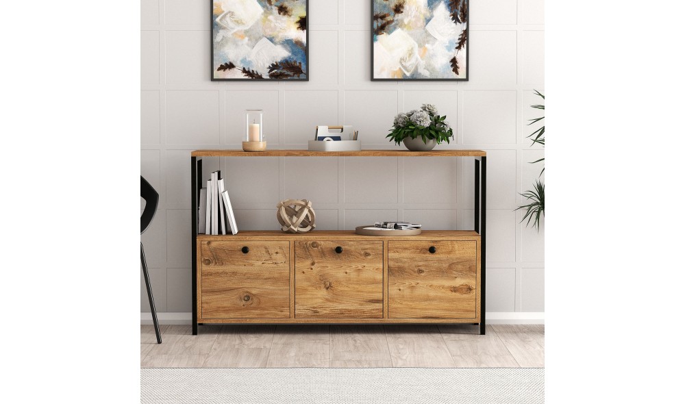 Consola, Nero v2, Pinul AtlanticNegru, 120 x 75 x 30 cm