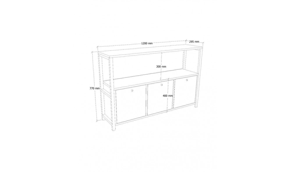 Consola, Nero v2, Pinul AtlanticNegru, 120 x 75 x 30 cm