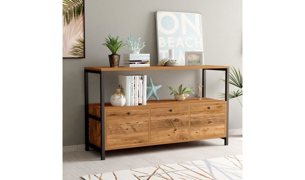 Consola, Nero v2, Pinul AtlanticNegru, 120 x 75 x 30 cm