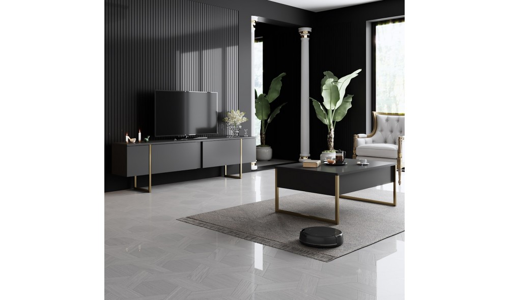 Suport TV, Luxe, AntracitAur, 180 x 50 x 30 cm