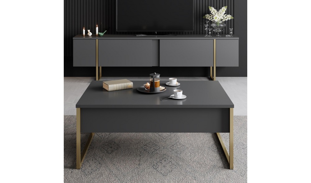 Suport TV, Luxe, AntracitAur, 180 x 50 x 30 cm