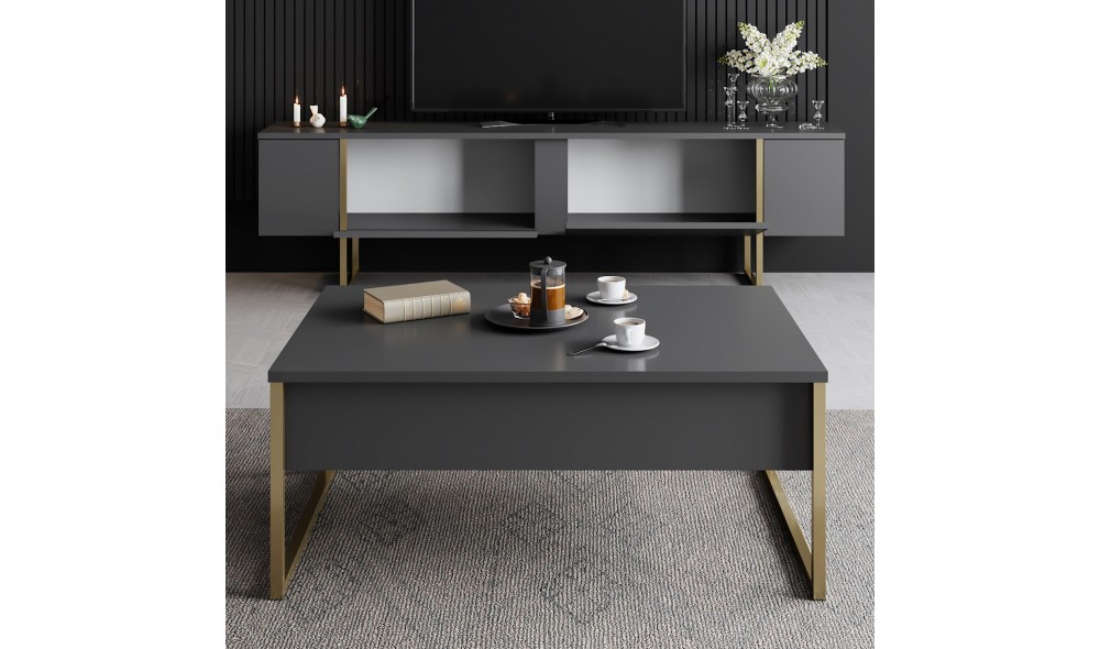 Suport TV, Luxe, AntracitAur, 180 x 50 x 30 cm