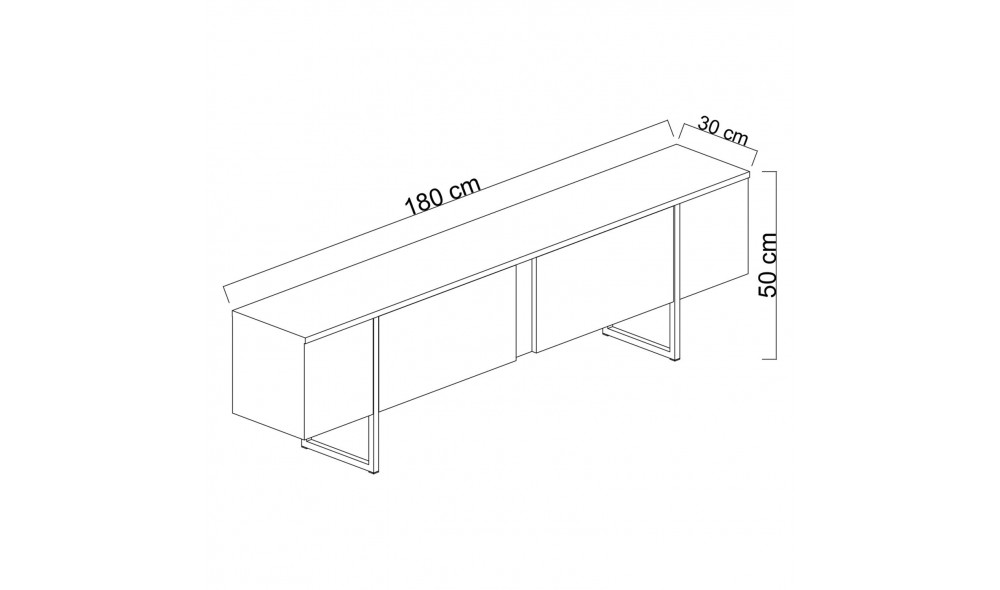 Suport TV Lux - alb, auriu 180 x 50 x 30 cm