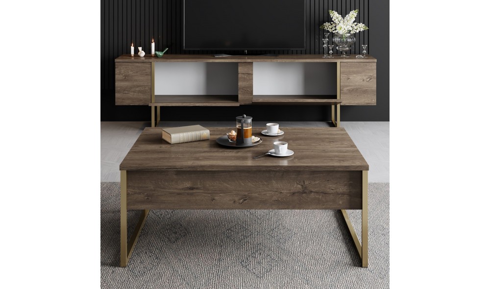 Suport TV, Luxe, NucAur, 180 x 50 x 30 cm