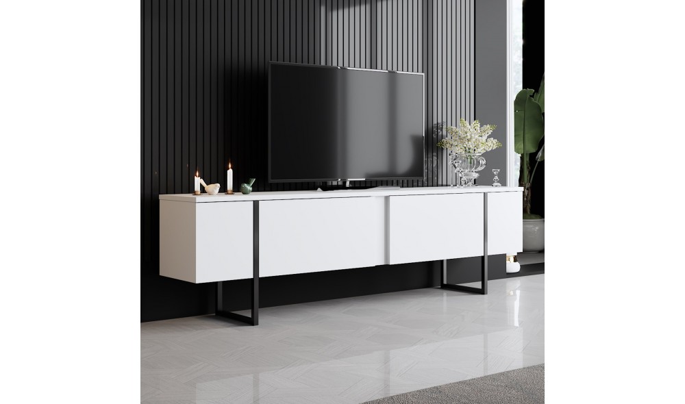 Suport TV, Luxe, AlbNegru, 180 x 50 x 30 cm