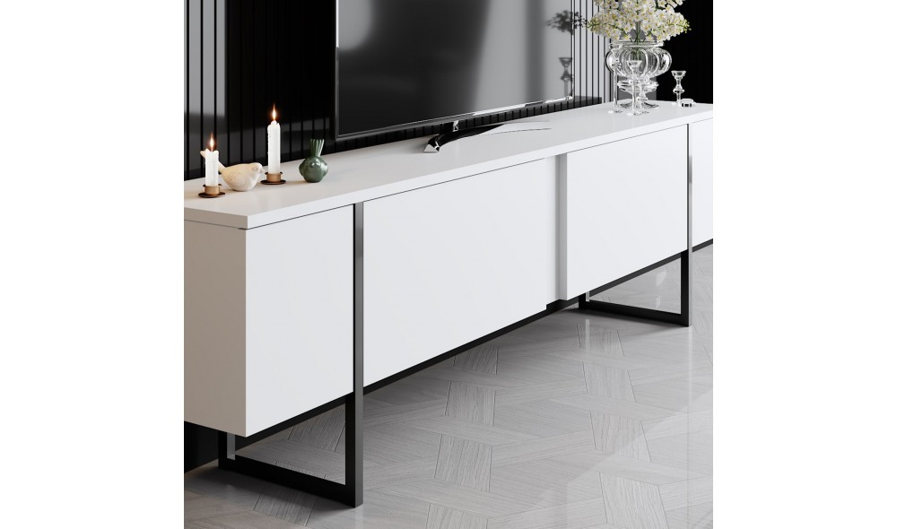 Suport TV, Luxe, AlbNegru, 180 x 50 x 30 cm