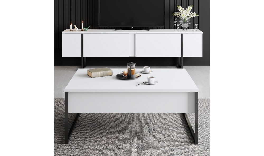 Suport TV, Luxe, AlbNegru, 180 x 50 x 30 cm