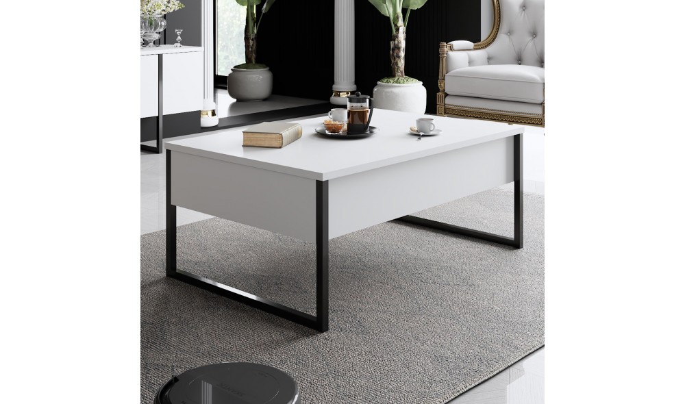 Masuta de cafea, Luxe, AlbNegru, 90 x 40 x 60 cm