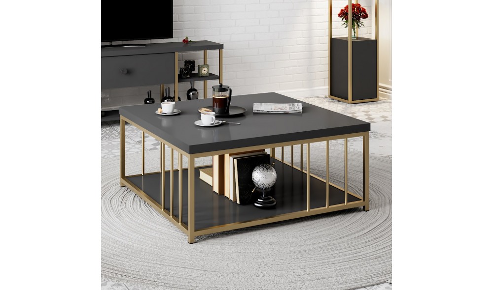 Masuta de cafea, Zenn, AntracitAur, 90 x 40 x 90 cm