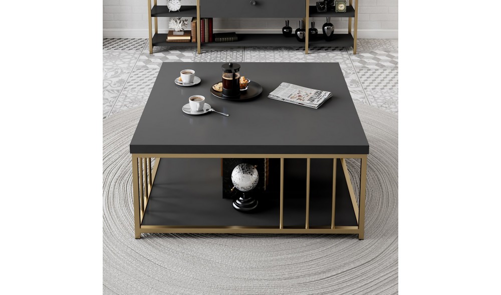 Masuta de cafea, Zenn, AntracitAur, 90 x 40 x 90 cm