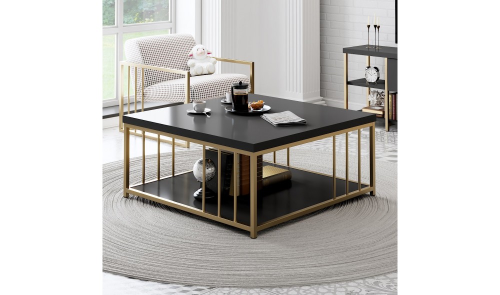 Masuta de cafea, Zenn, AntracitAur, 90 x 40 x 90 cm