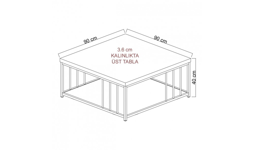 Masuta de cafea, Zenn, AntracitAur, 90 x 40 x 90 cm