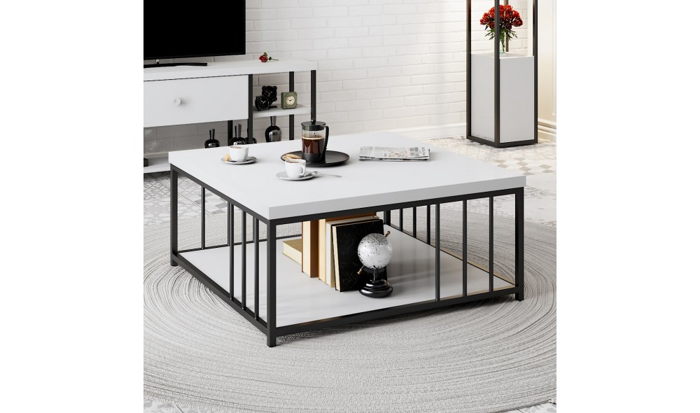Masuta de cafea, Zenn, AlbNegru, 90 x 40 x 90 cm