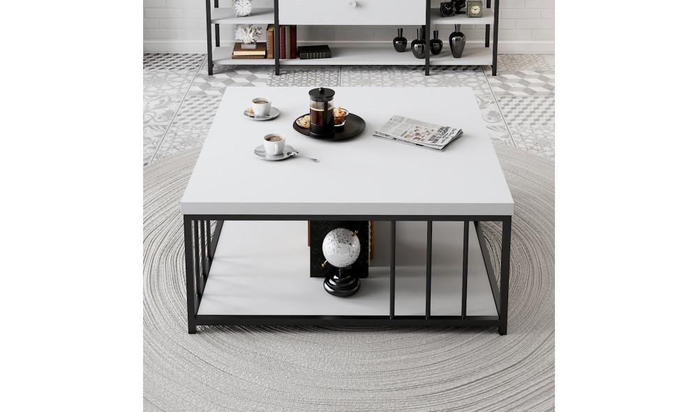 Masuta de cafea, Zenn, AlbNegru, 90 x 40 x 90 cm