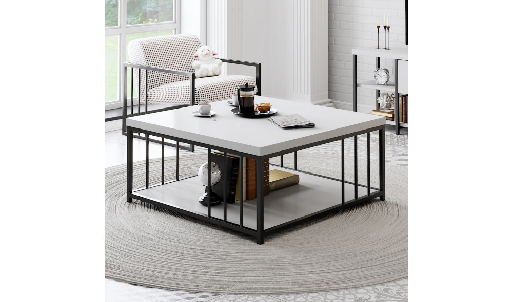 Masuta de cafea, Zenn, AlbNegru, 90 x 40 x 90 cm