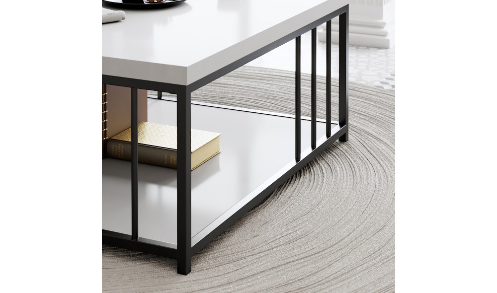 Masuta de cafea, Zenn, AlbNegru, 90 x 40 x 90 cm