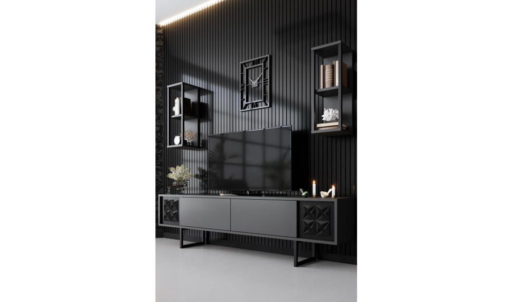 Unitate TV, Black Line, AntracitNegru, 180 x 18 x 30 cm